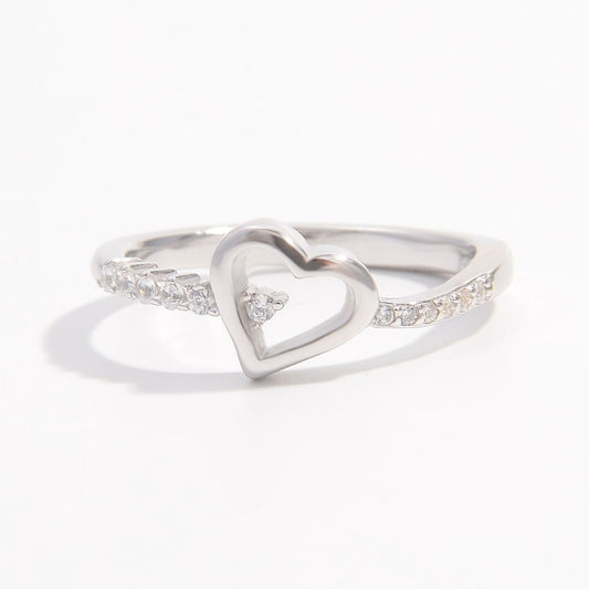 925 Sterling Silver Zircon Heart Ring
